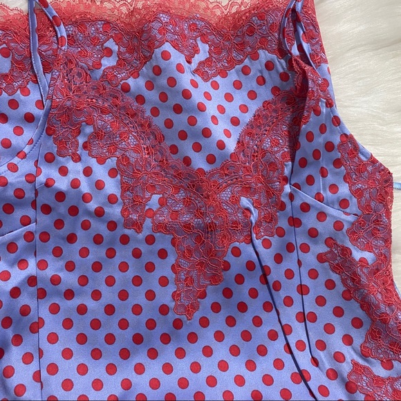 Agent Provocateur Lucie Blue Pink Polka Dot Silk Slip - Picture 5 of 8